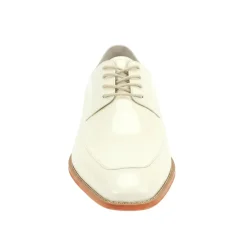 Asher Collection - Cream Embossed Leather Moc-Toe Dress Shoe