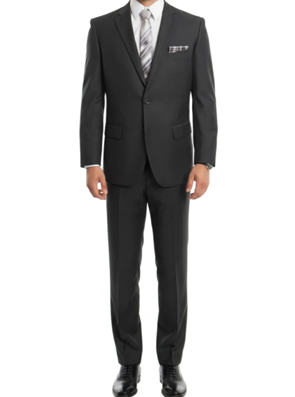Bacchus Collection - Modern Fit Suit 2 Button 2 Piece in Dark Gray