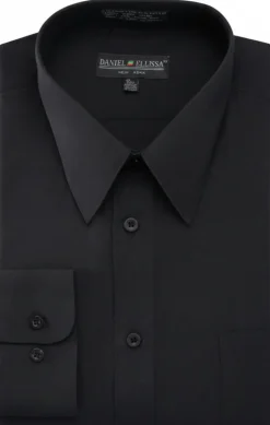 Basic Dress Shirt Convertible Cuff Regular Fit in Black