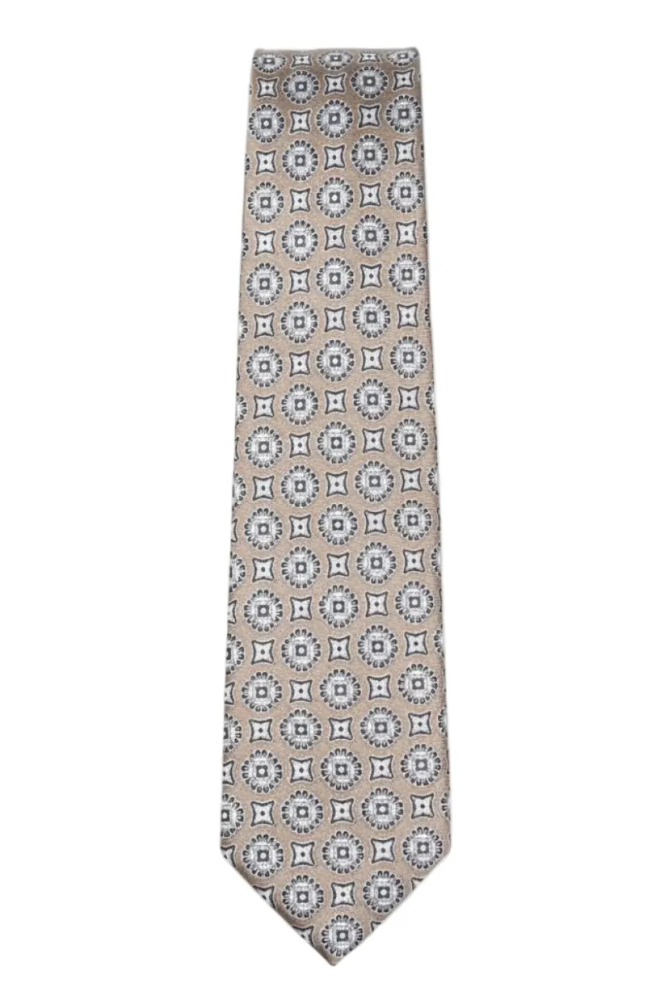 Beige Geometric Medallion Pattern Tie