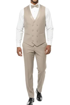Beige Slim Fit 3-Piece Shawl Lapel Tuxedo