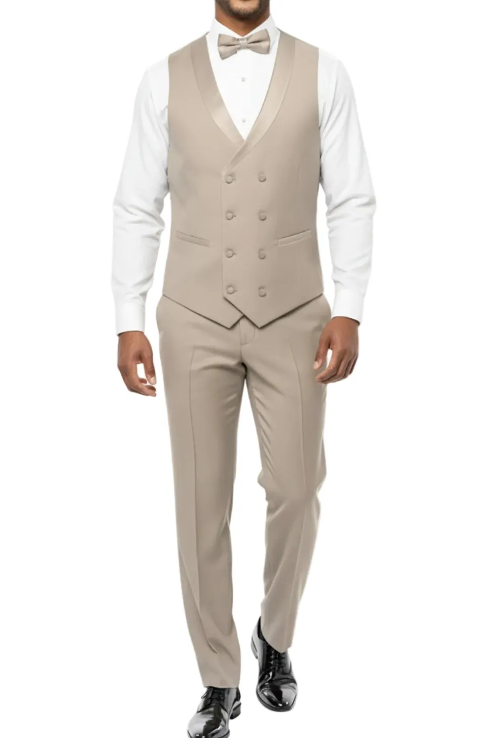Beige Slim Fit 3-Piece Shawl Lapel Tuxedo