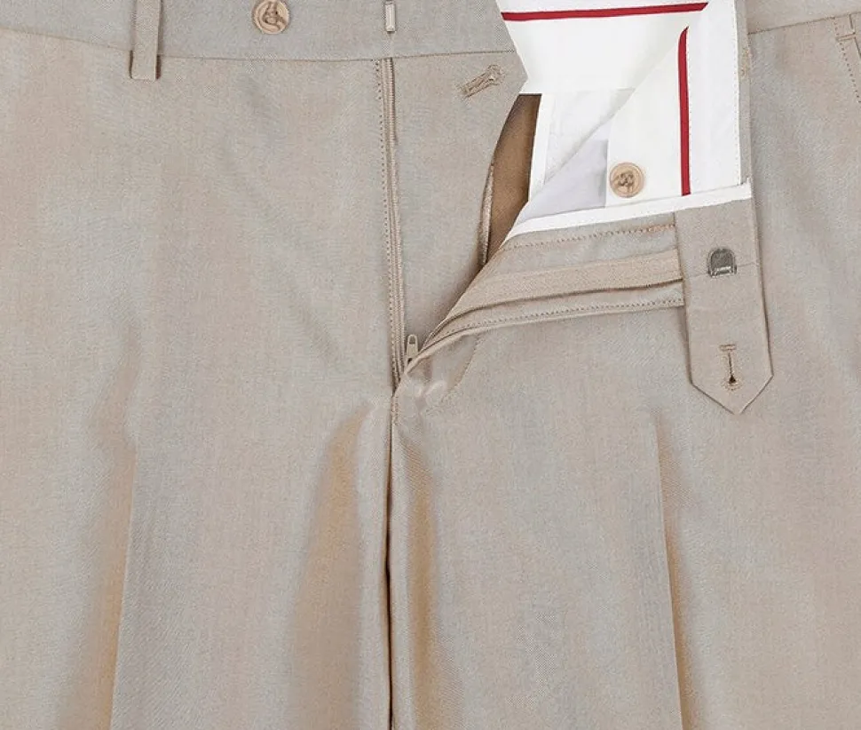 Beige Slim Fit Sharkskin Italian Styled 2 Piece Suit