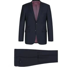 Bevagna Collection - Navy 100% Virgin Wool Regular Fit Pick Stitched 2 Piece Suit
