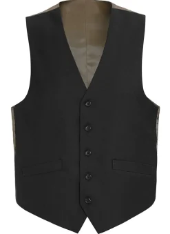 Bevagna Collection - Wool Suit Dress Vest 5 Buttons Regular Fit In Black