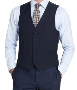 Bevagna Collection - Wool Suit Dress Vest 5 Buttons Regular Fit In Navy
