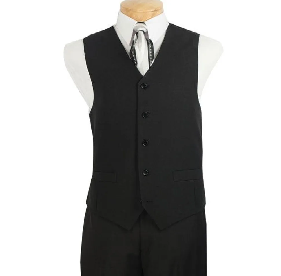 Black Men's Regular Fit Vest 5 Buttons