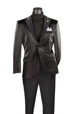 Black Modern Fit Faux Leather Blazer