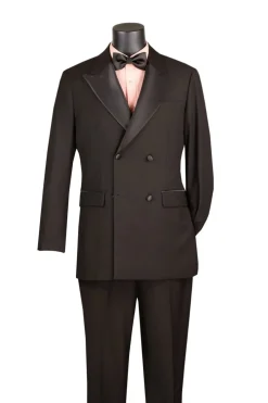 Black 2 Piece Modern Fit Double Breasted Satin Lapel Tuxedo