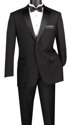 Black 2 Piece Regular Fit Satin Lapel Tuxedo