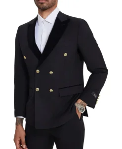 Black 2 Piece Slim Fit Double Breasted Tuxedo