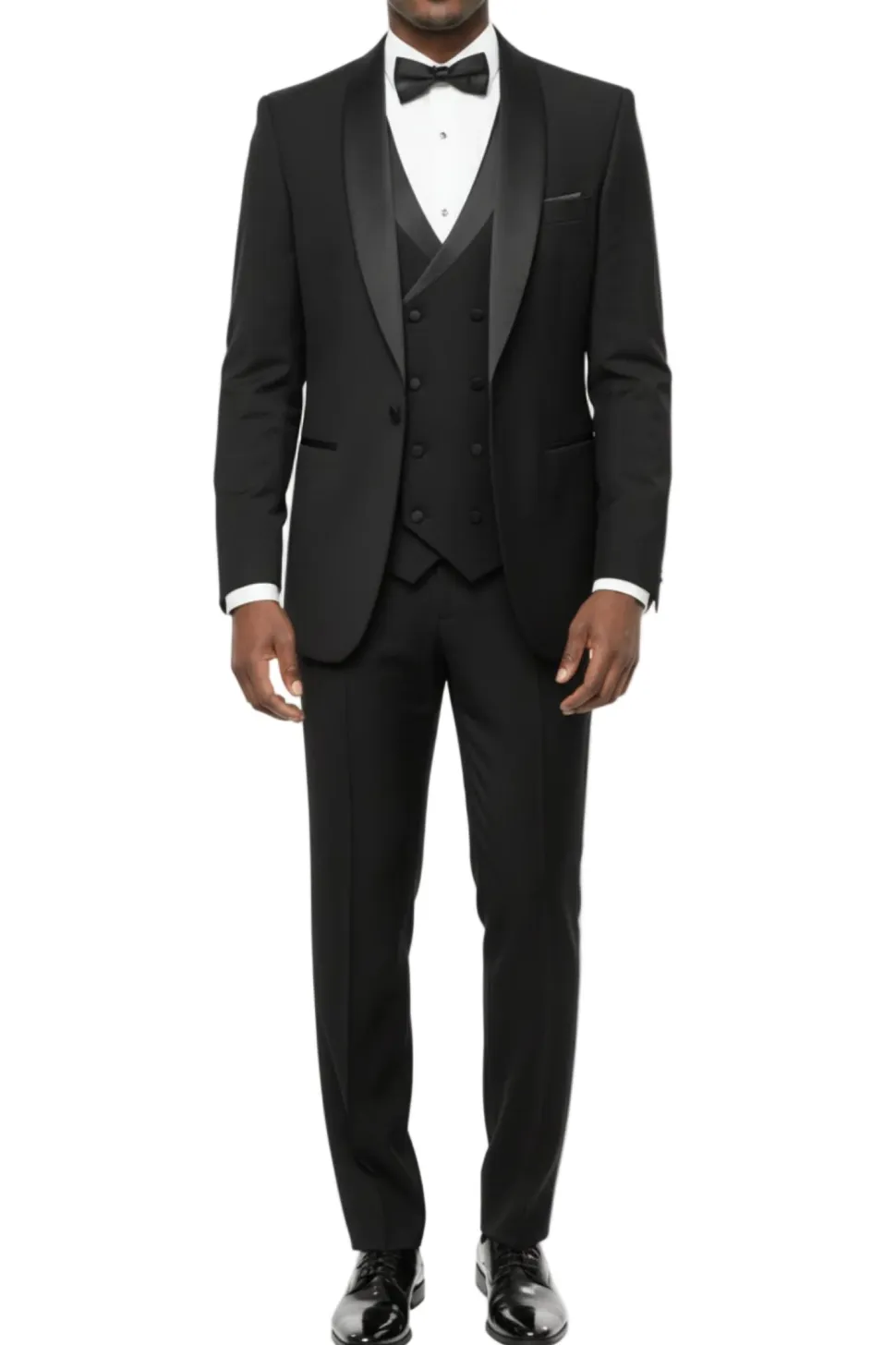 Black Slim Fit 3-Piece Shawl Lapel Tuxedo