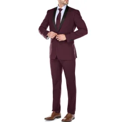 Burgundy 2 Piece Tuxedo Shawl Lapel Slim Fit