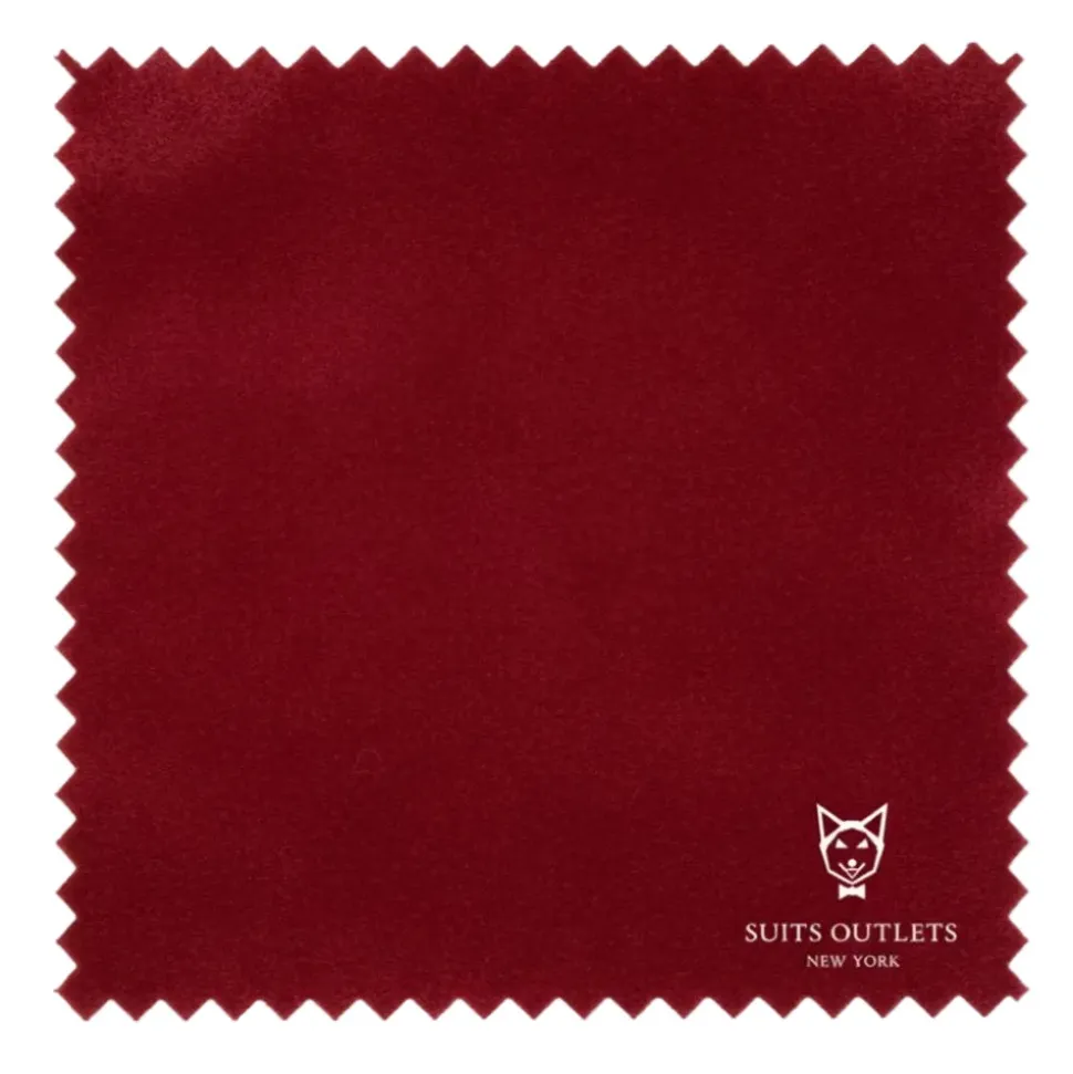 Burgundy Slim Fit Double Breasted Velvet Jacket