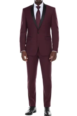 Burgundy Slim Fit 2-Piece Shawl Lapel Tuxedo