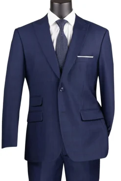 Catania Collection - Modern Fit Windowpane Suit 2 Piece in Blue