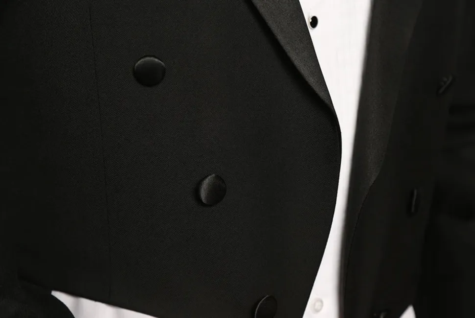 Classic Full Dress Tuxedo Tails 2 Piece Regular Fit In Black