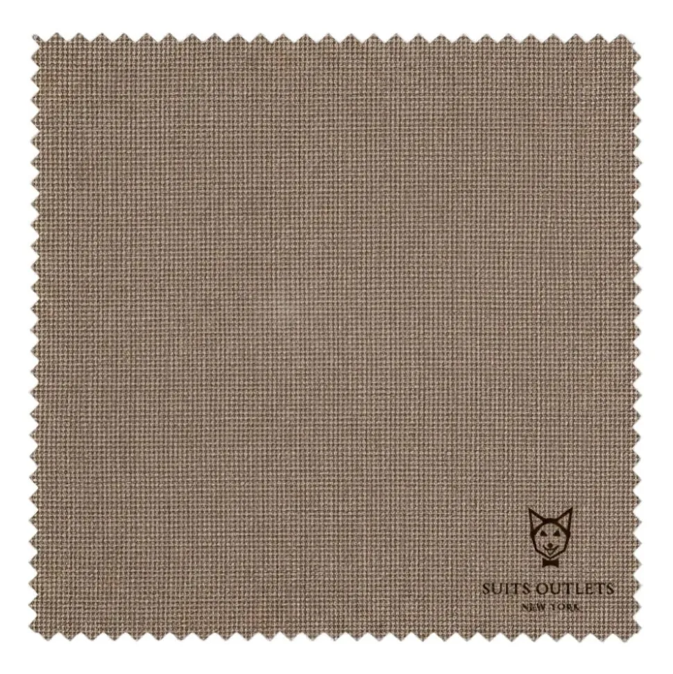 Deep Taupe Regular Fit 3 Piece Sharkskin Suit with Vest and Adjustable Waistband Pants