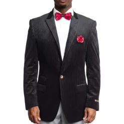 Empire Collection - Black Velvet Stripe Sports Coat Modern Fit
