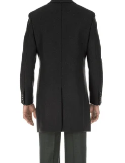 English Laundry Black Fall/Winter Essential Slim Fit Overcoat Wool Blend