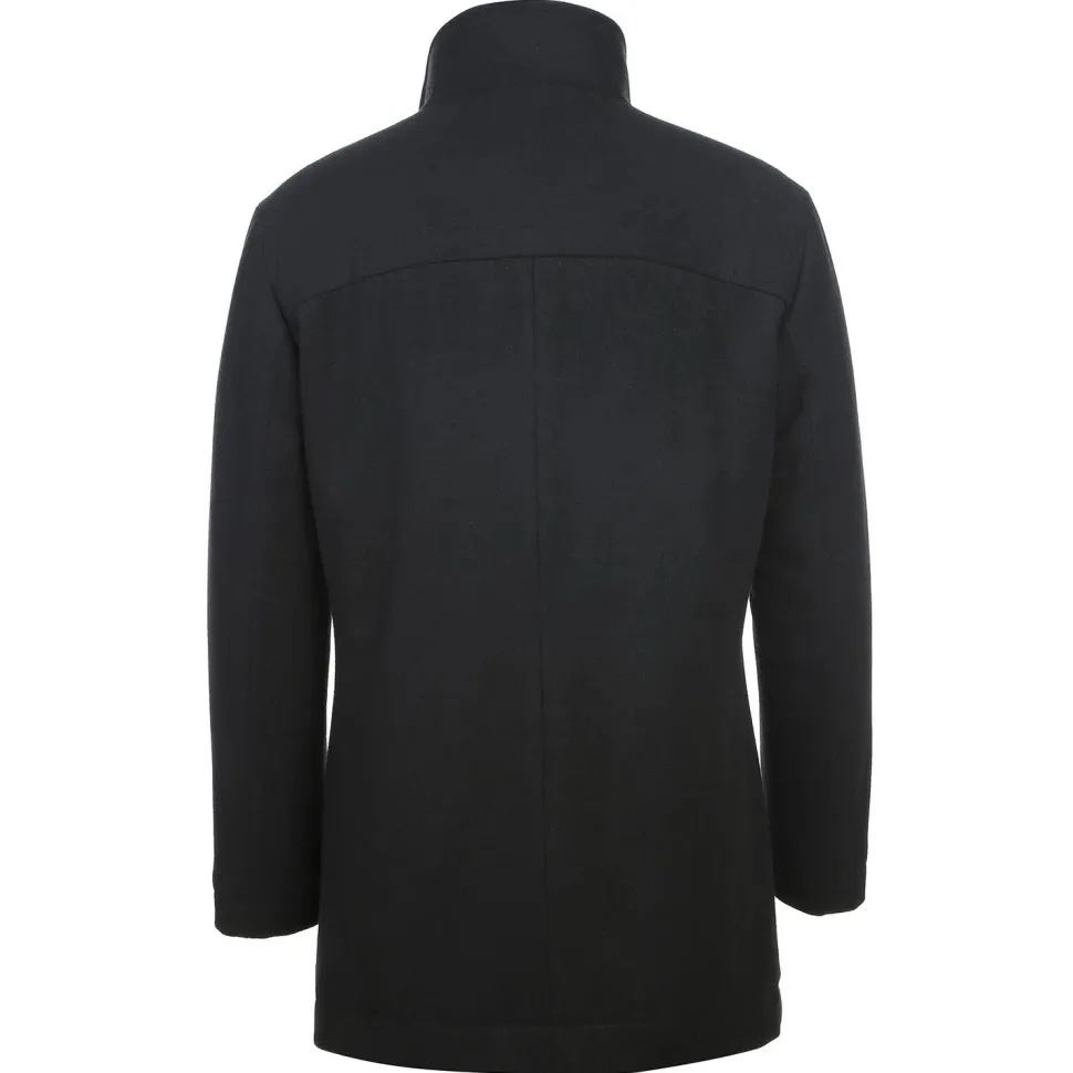 English Laundry Black Slim Fit Wool Blend Short Coat with Detachable Full Zipper