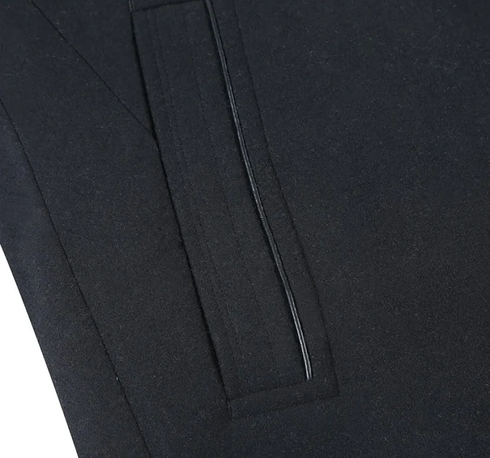 English Laundry Black Slim Fit Wool Blend Short Coat with Detachable Full Zipper