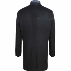 English Laundry Blue Tone-on-tone Glen Plaid Slim Fit Wool Blend Short Coat with Detachable Full Zipper