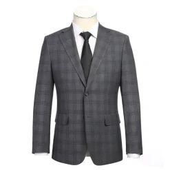 English Laundry Collection - 2 Piece Slim Fit Gray Plaid Notch Lapel Suit
