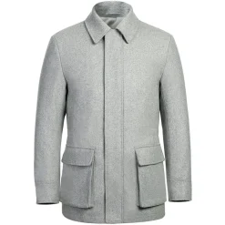 English Laundry Gray Slim Fit Wool Blend Short Coat