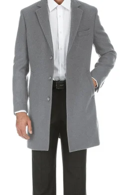 English Laundry Light Gray Fall/Winter Essential Slim Fit Overcoat Wool Blend