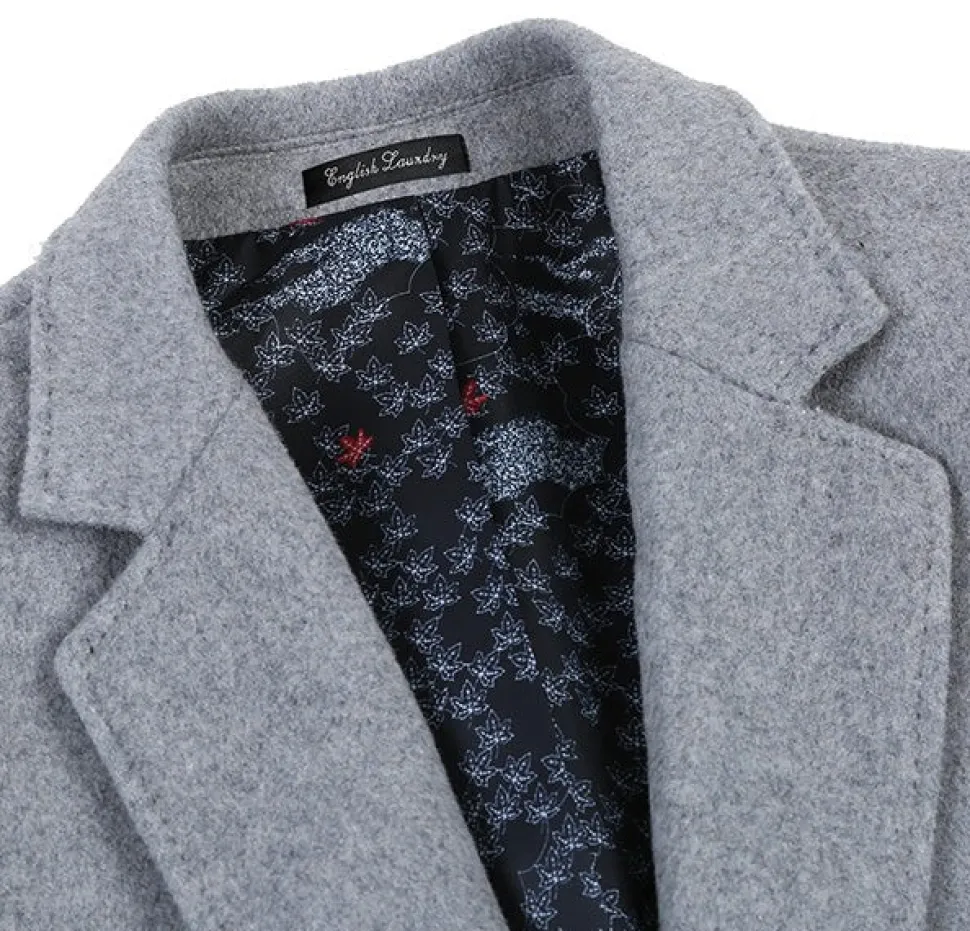 English Laundry Light Gray Fall/Winter Essential Slim Fit Overcoat Wool Blend