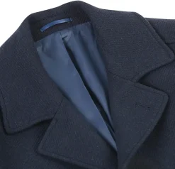 English Laundry Navy Slim Fit Wool Blend Long Overcoat