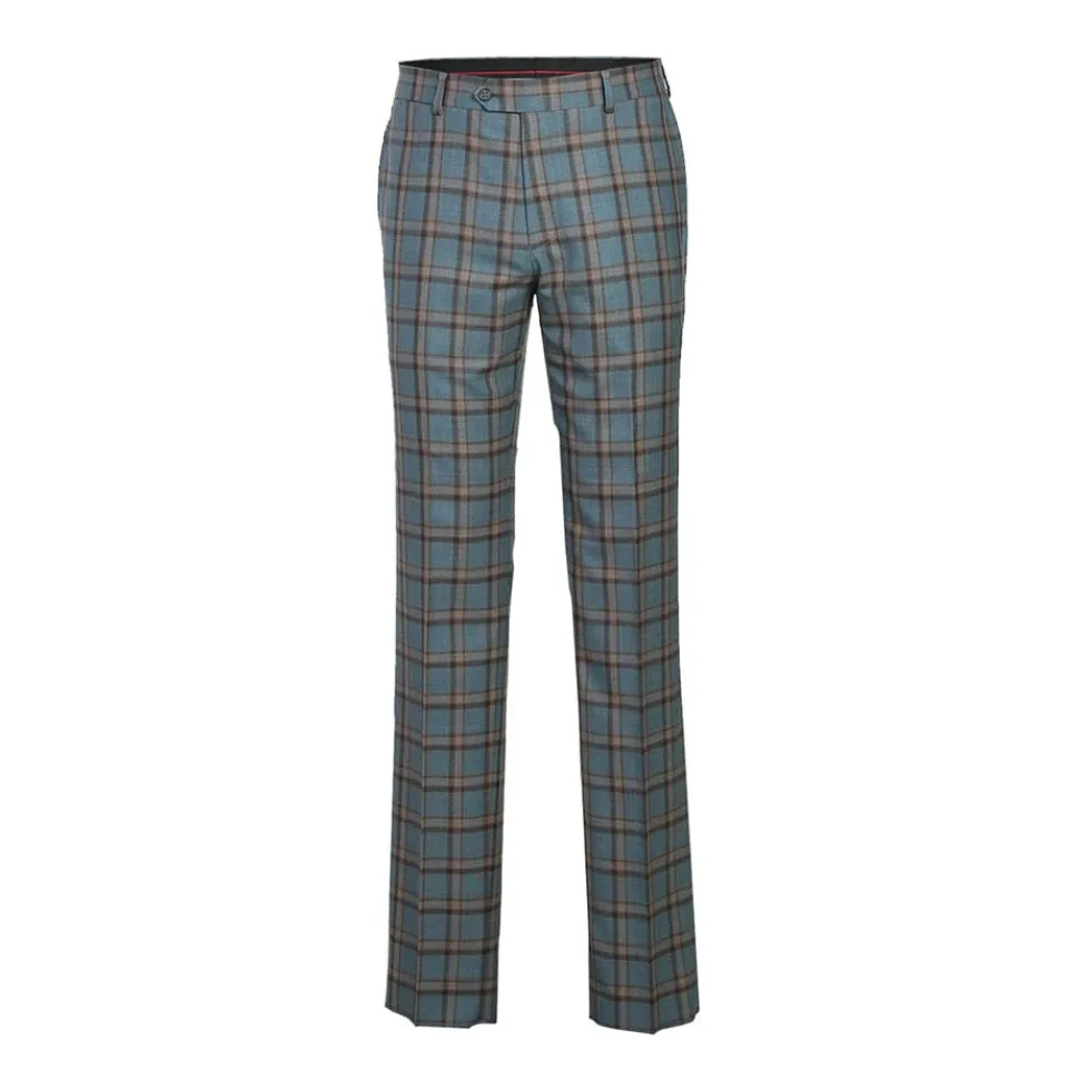 English Laundry 2-Piece Light Gray with Bronze Stereoscopic-Grid Slim Fit Suit Wool Blend
