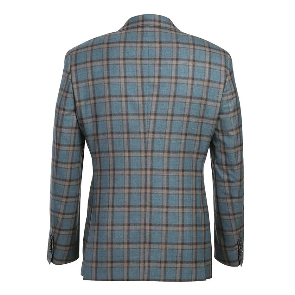 English Laundry 2-Piece Light Gray with Bronze Stereoscopic-Grid Slim Fit Suit Wool Blend