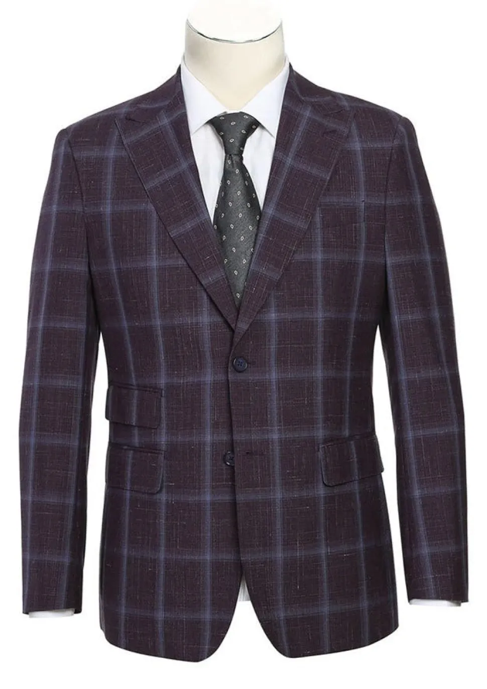 English Laundry 2-Piece Purple Window Pane Check Slim Fit Suit Wool Blend