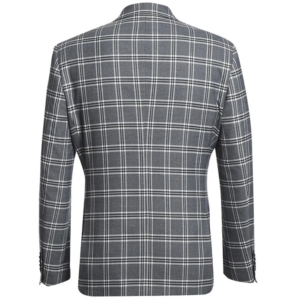 English Laundry Slim Fit Dimgray with White Check Suit