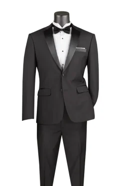 Excalibur Collection - Slim Fit Tuxedo 2 Piece 2 Buttons Design in Black