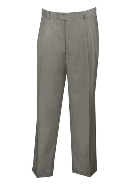 Gray Dress Pants Regular Leg Pleated Pants Pre-hemmed with Cuffs