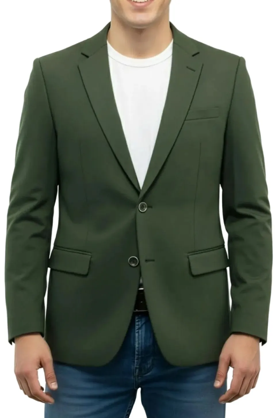 Green Slim Fit 2-Button Jacket