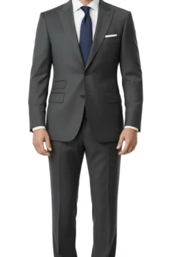Greenwich Collection - Charcoal 3 Piece Regular Fit Textured Suit