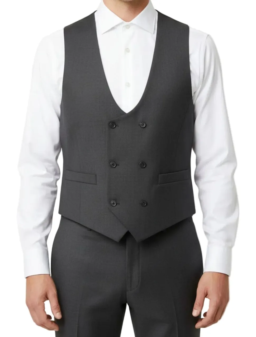 Greenwich Collection - Charcoal 3 Piece Regular Fit Textured Suit