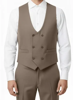 Greenwich Collection - Taupe 3 Piece Regular Fit Textured Suit