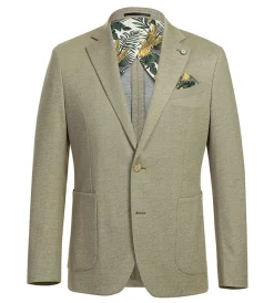 Half Canvas Slim Fit Blazer in Khaki