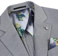 Half Canvas Slim Fit Blazer in Gray