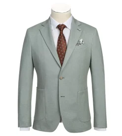 Half Canvas Slim Fit Blazer in Light Sage Gray