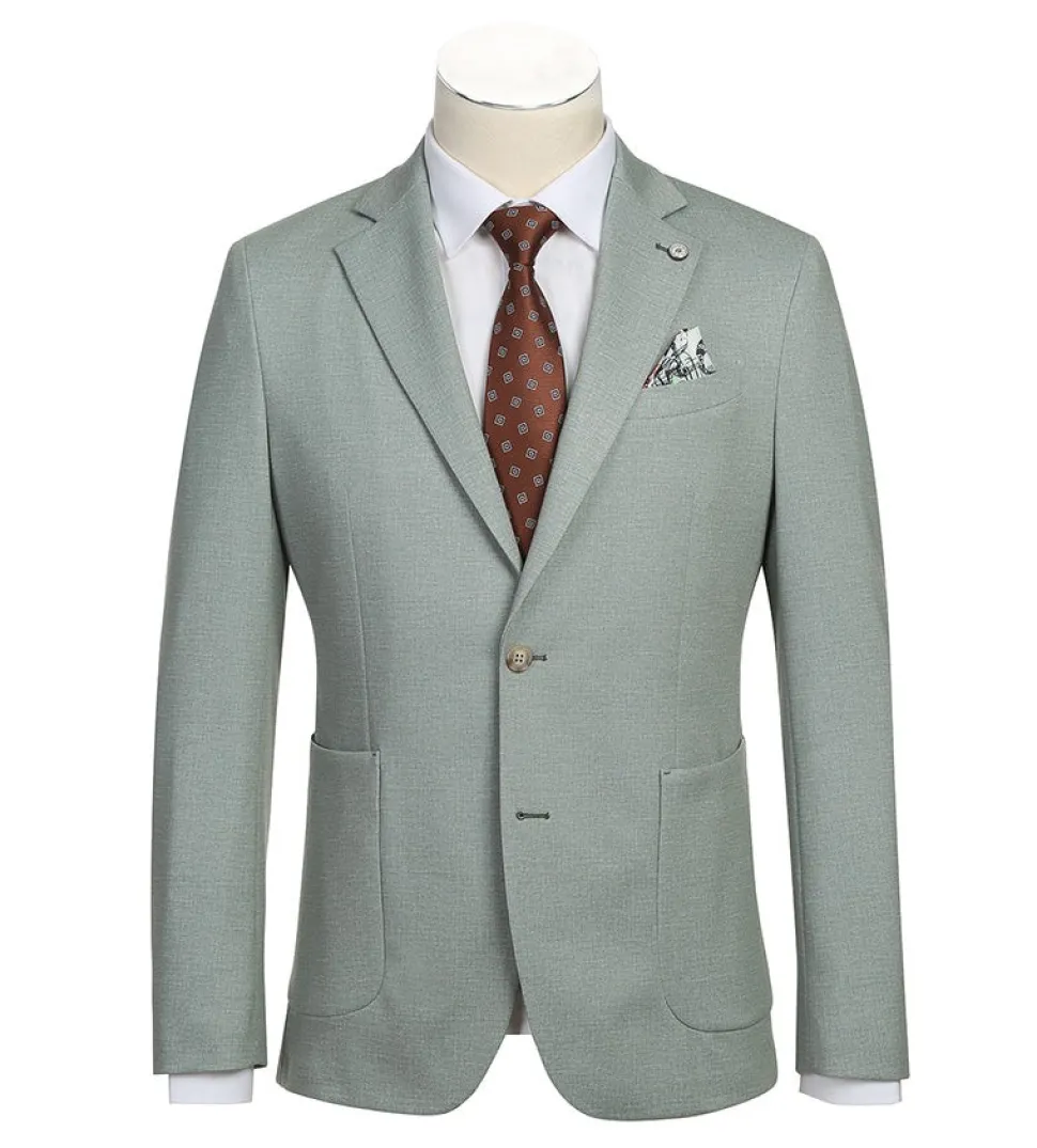 Half Canvas Slim Fit Blazer in Light Sage Gray