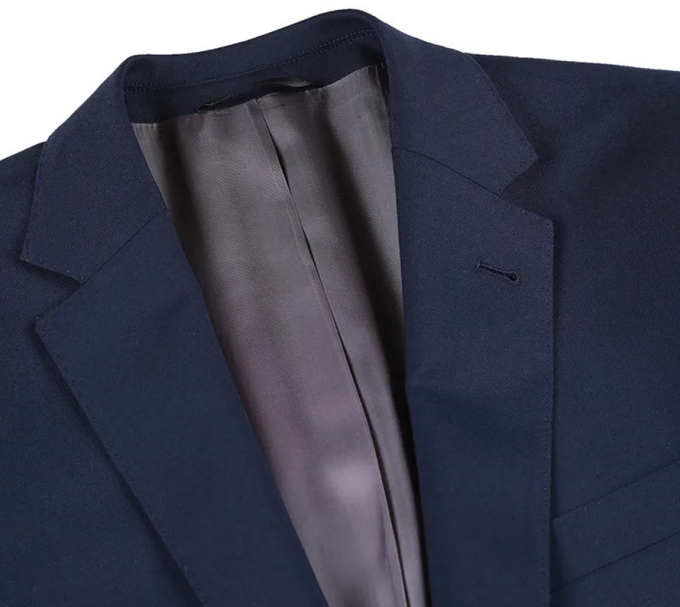 Half Canvas Stretch Wool Dress Suit Modern Fit 2 Piece in Navy