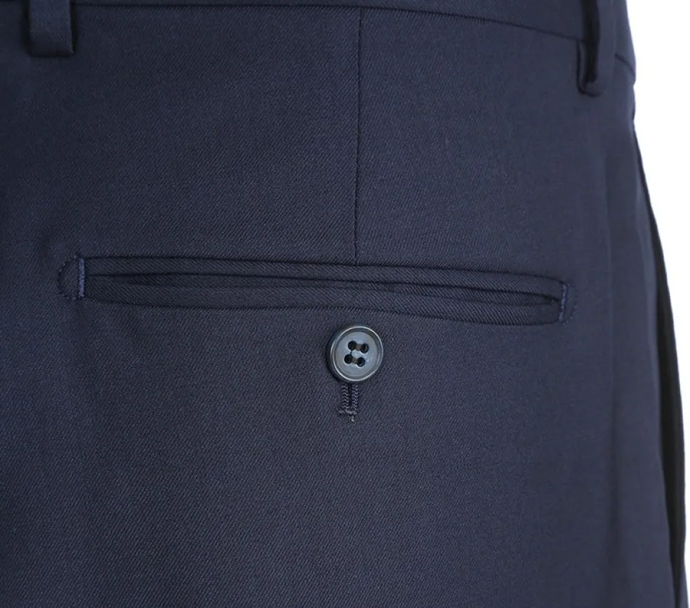 Half Canvas Stretch Wool Dress Suit Modern Fit 2 Piece in Navy
