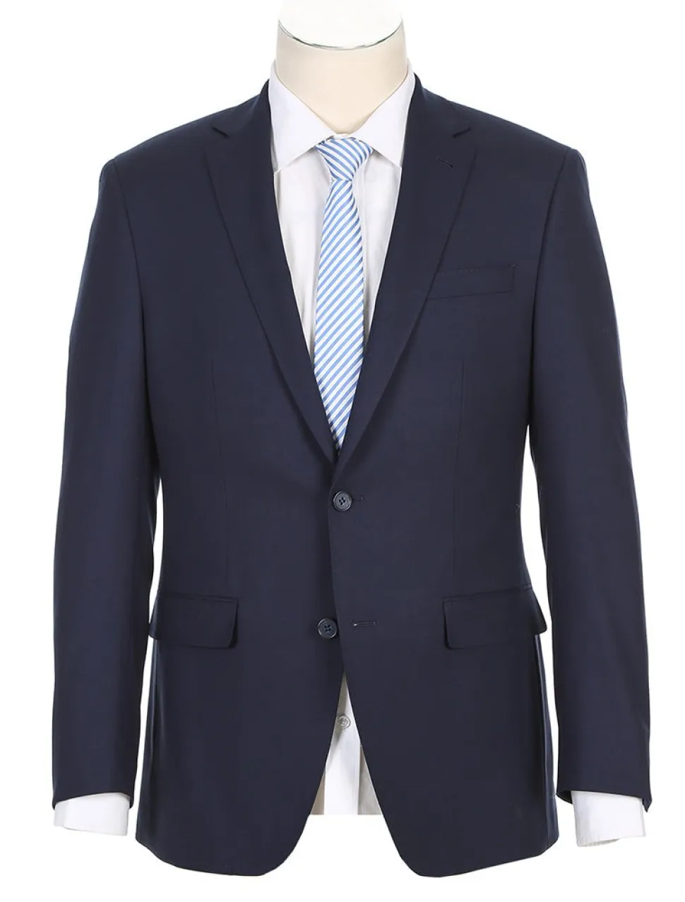 Half Canvas Stretch Wool Dress Suit Modern Fit 2 Piece in Navy