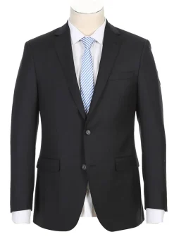 Half Canvas Wool Dress Suit Modern Fit 2 Piece in Black
